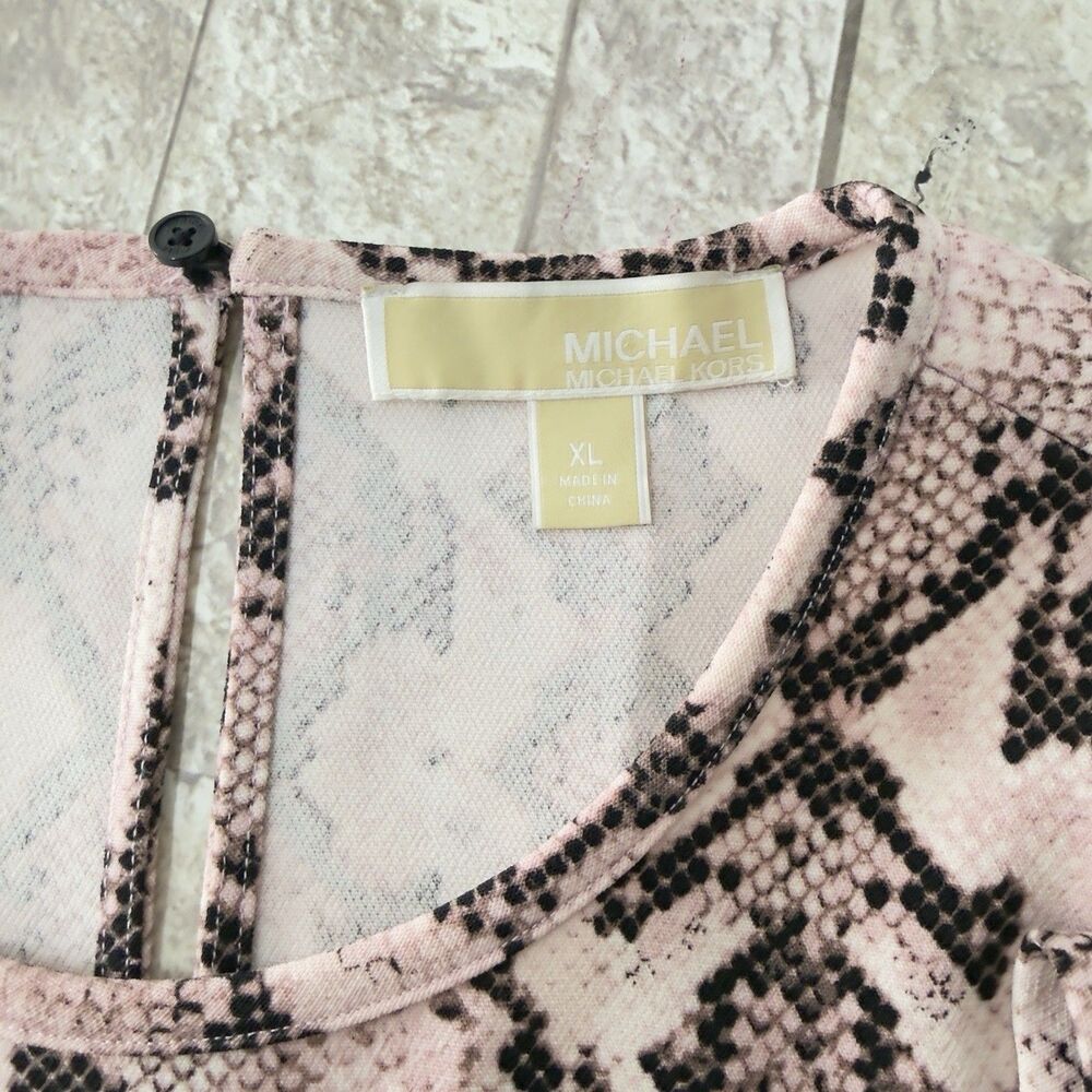 Michael Kors Snakeskin Print Dress Womens XL Short Sleeve - Picture 11 of 17